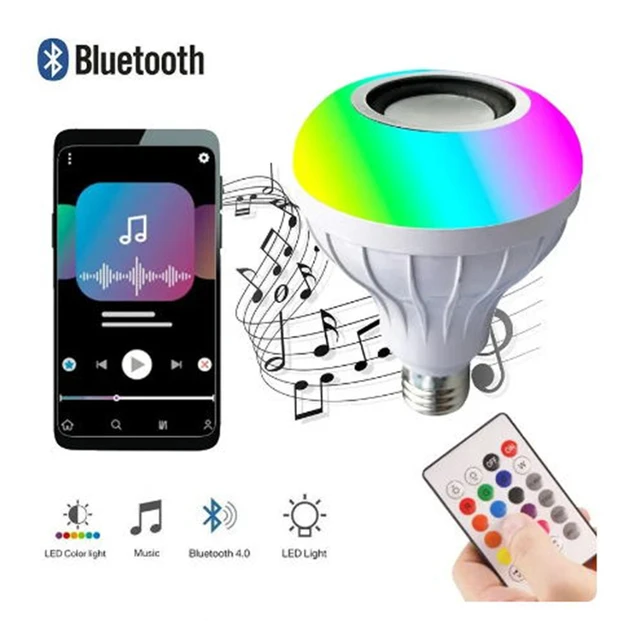 Ampoule Musicale Bluetooth Intelligente – 12 Watts – Haut-Parleur Sans Fil – Lecteur De Musique – Lumière Réglable – Avec Télécommande