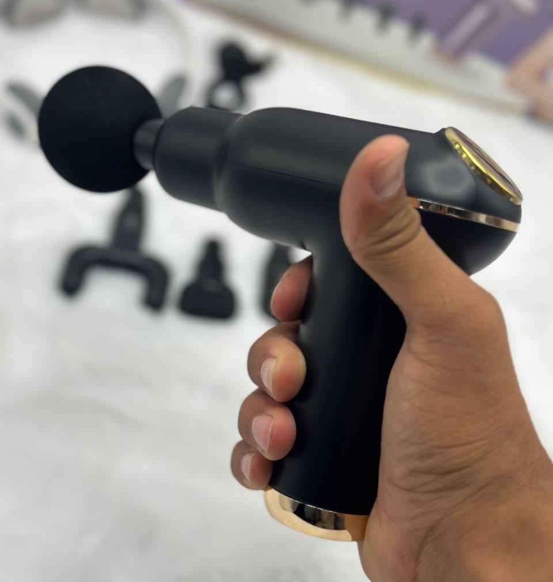 Pistolet De Massage – Moteur à Couple Élevé Avec Impact Réel – 3200 Coups Par Minute – 4 Têtes Pour Tout Le Corps – Avec Masseur De Cou