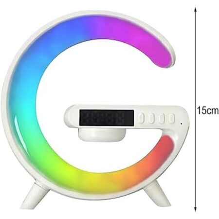 Haut-parleur Bluetooth intelligent Rechargeable – Réveil – Chargeur Sans Fil avec 15 W – Veilleuse LED RGB