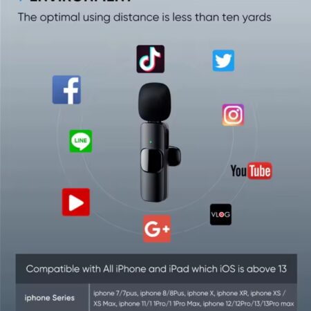 Microphone Sans Fil K8 à Réduction De Bruit Pour Téléphone – USB-C – Pour Vidéos Fixes Streaming en Direct et Vlogging