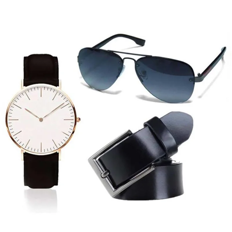 Pack Homme Montre Ceinture Et Lunette