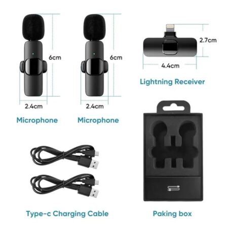 Microphone Sans Fil K9 À Réduction De Bruit Pour iPhone – Double USB-C Pour L’enregistrement Vidéo & Streaming en Direct