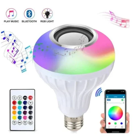 Ampoule Musicale Bluetooth Intelligente – 12 Watts – Haut-Parleur Sans Fil – Lecteur De Musique – Lumière Réglable – Avec Télécommande