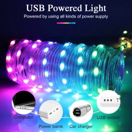 LED Guirlande lumineuse Bluetooth – USB – App Control RGB – 5 Mètres + Télécommande