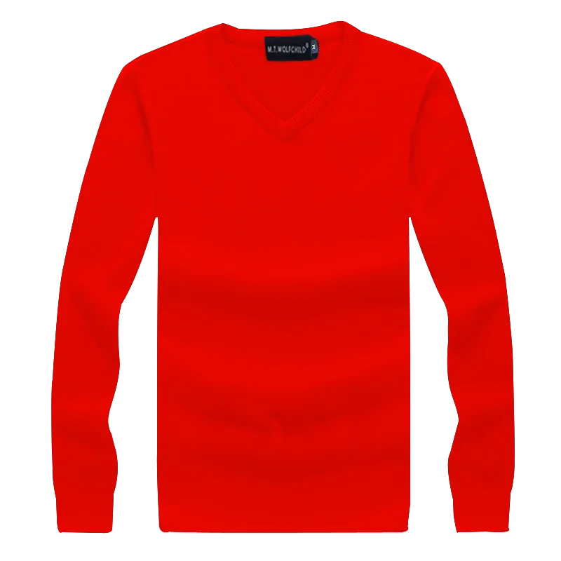 T-Shirt Rouge  à Manches Langues Col V