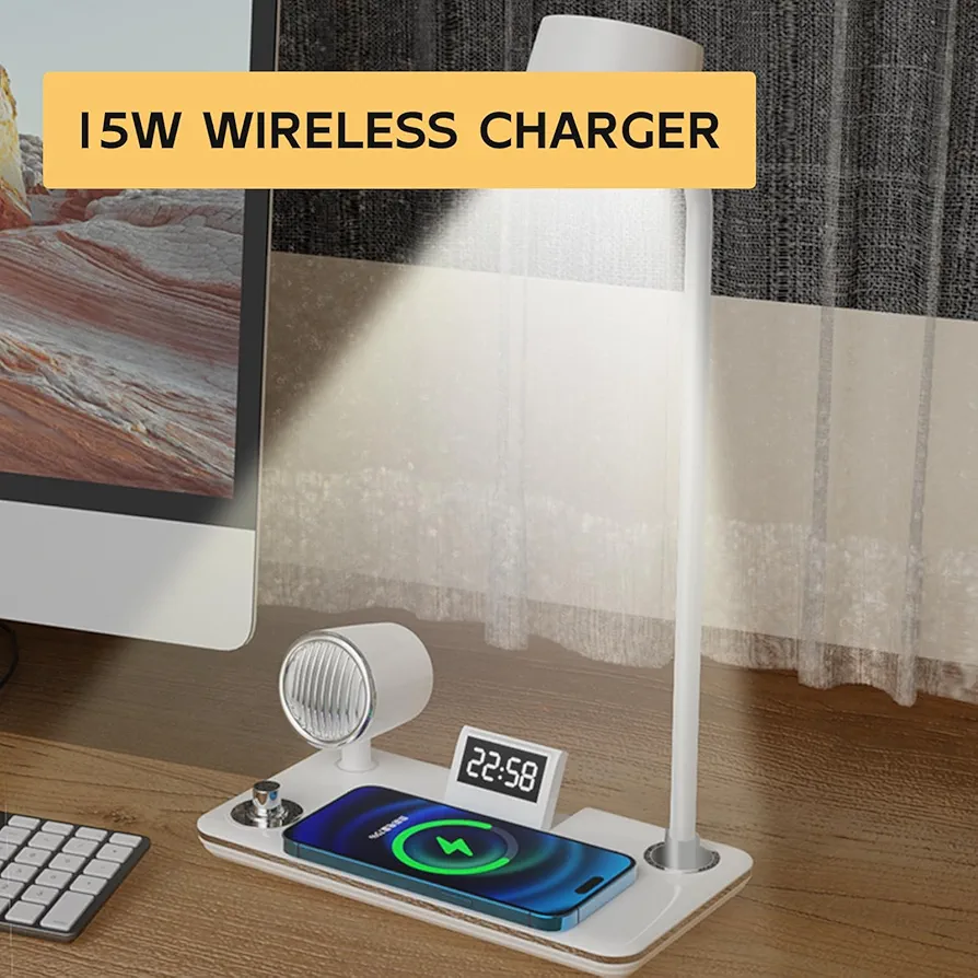 Lampes De Bureau LED - Chargeur Sans Fil - Bluetooth - Écran Tactile