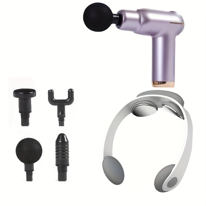 Pistolet De Massage - Moteur à Couple Élevé Avec Impact Réel - 3200 Coups Par Minute - 4 Têtes Pour Tout Le Corps - Avec Masseur De Cou