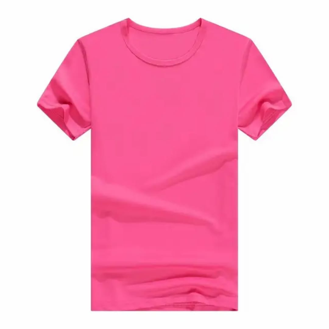 T-shirt à Manches Courtes et Col Rond Rose pour Homme