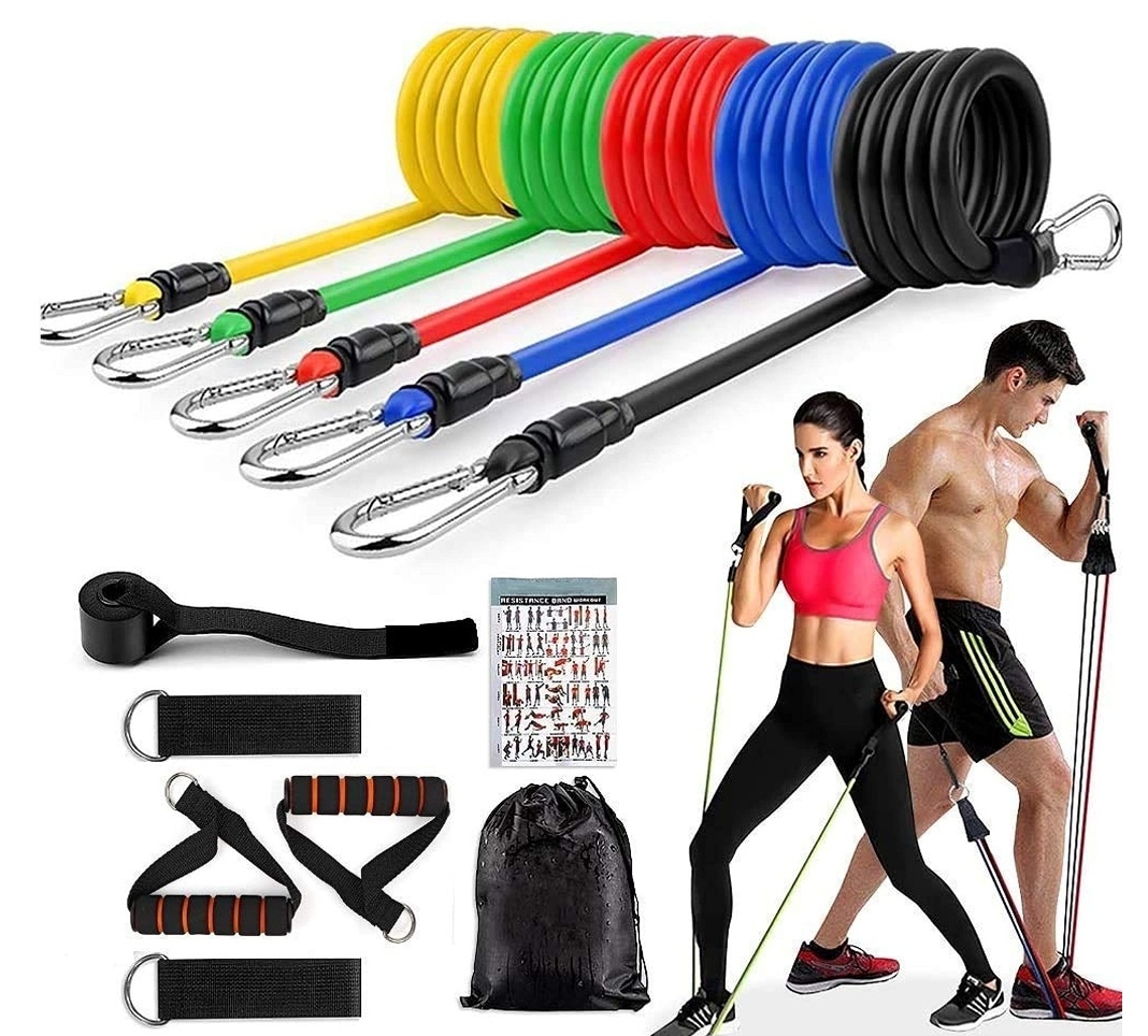 Ensemble De Cordes Côtelées Portables 11 Pièces – Équipement De Fitness, Ceinture D’expansion De Poitrine De Rinçage – Ceinture D’élasticité Pour L’ex