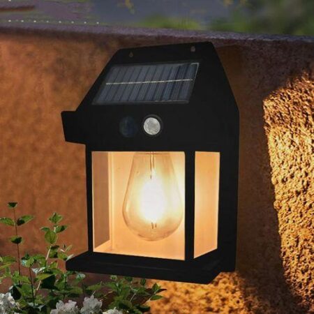 Lampe Murale Solaire Avec Détecteur De Mouvement – 3 Modes D’éclairage – Étanche – Style Chalet