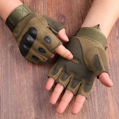 Gants Tactiques Demi-Doigt De Haute Qualité - Multifonctions - Vert 