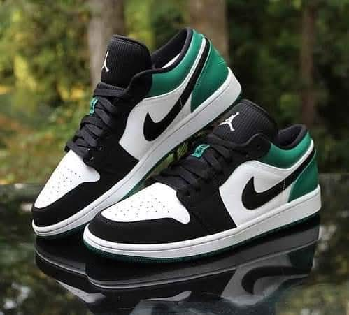 Air Jordan 1 Low  White Black and Mystic Green