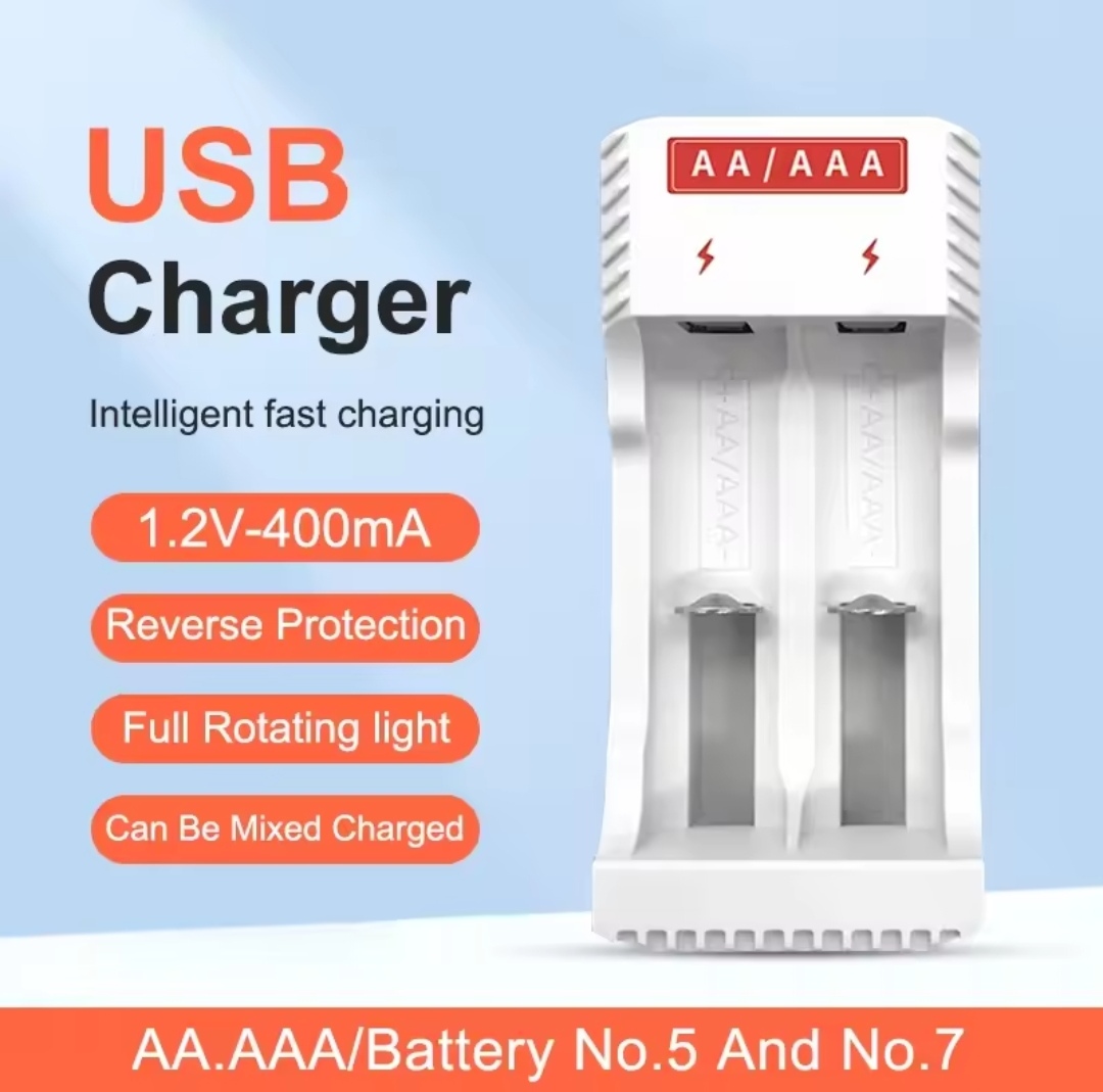 Chargeur de batterie à 2 Emplacements-AA/AAA - USB - Pour NI-Lead/NI-CD AA AAA 1.2V - Adaptateur De Charge Autonome - Rechargeable