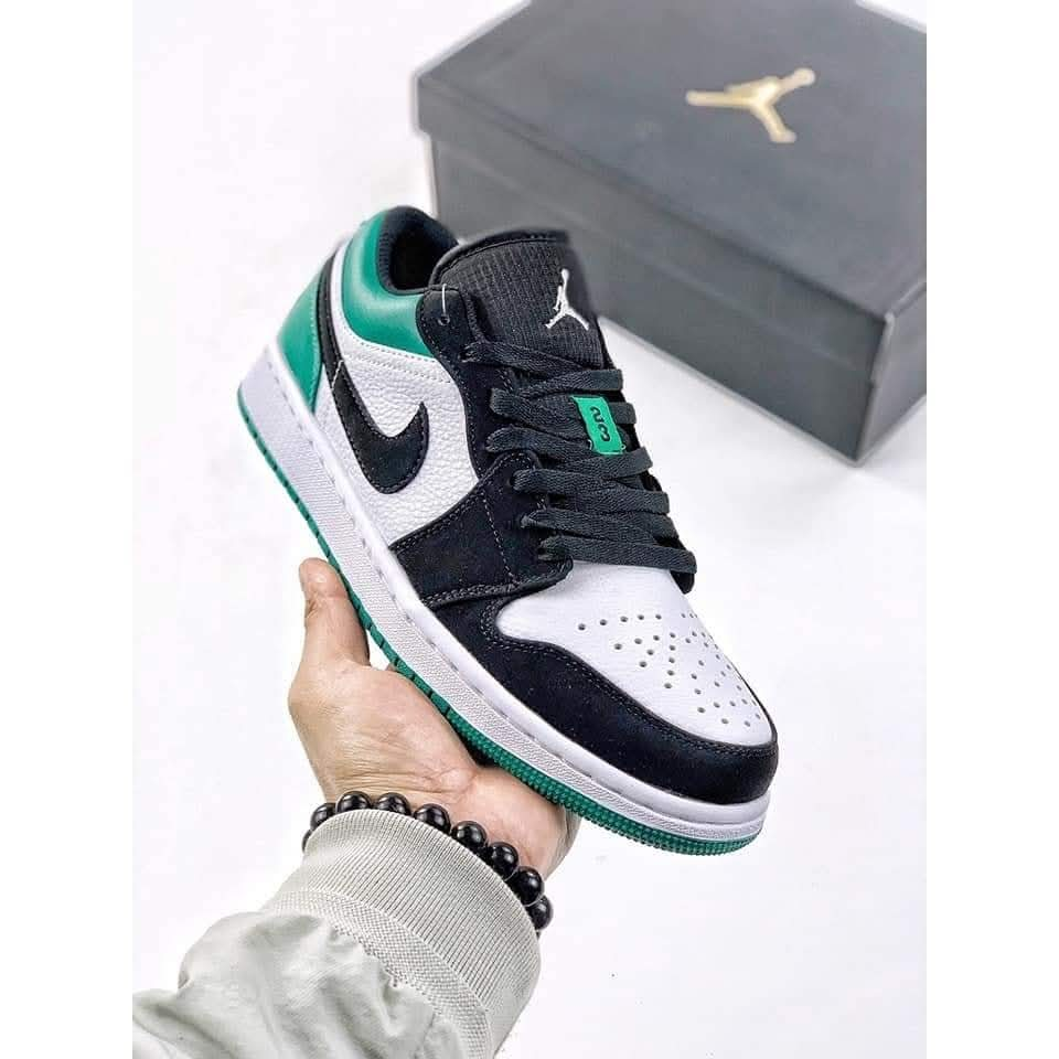 Air Jordan 1 Low  White Black and Mystic Green