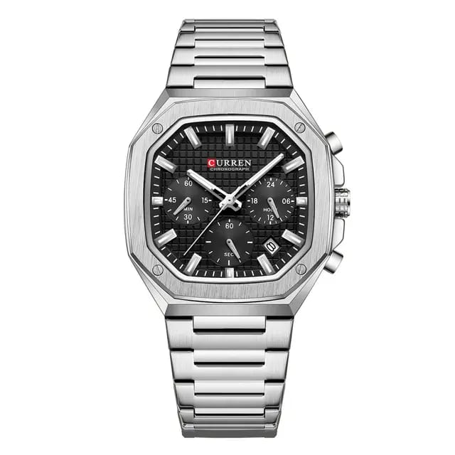 CURREN-Montre Argent à quartz pour Homme