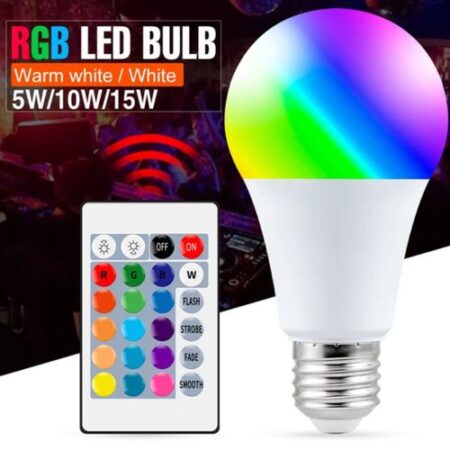 Pack De 4 Lampes Led RGB 6 Couleurs + Blanc – 10W – E27 – 700 Lumen + Télécommande