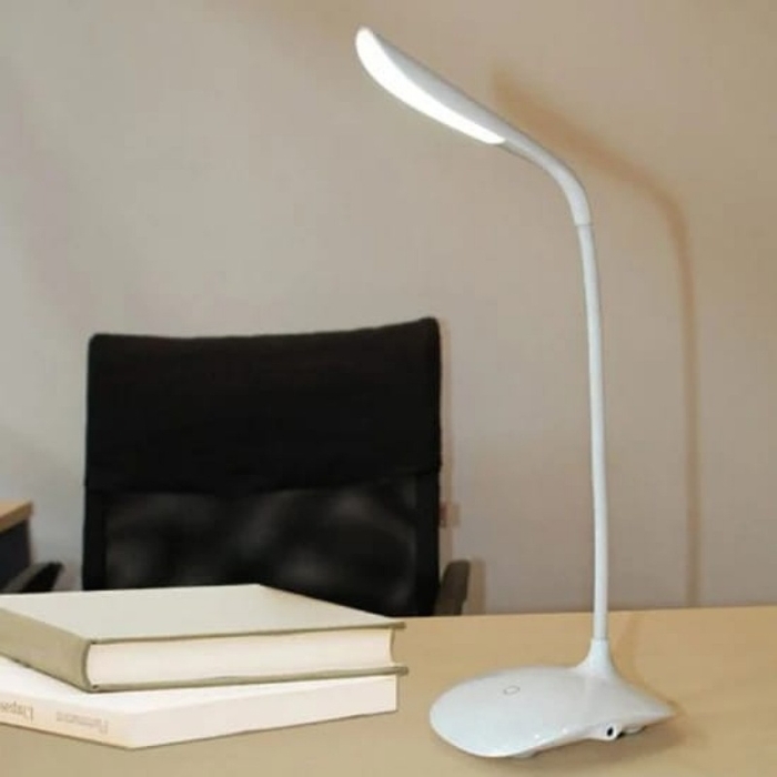 Lampe De Bureau LED – USB Ou Piles – Flexible Avec interrupteur Tactile – 3 Niveaux De Luminosité – Blanc