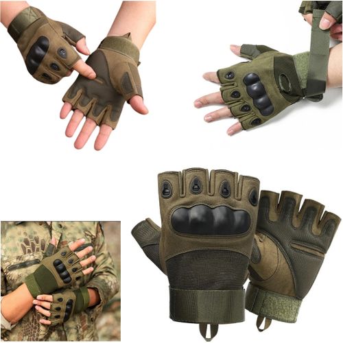 Gants Tactiques Demi-Doigt De Haute Qualité - Multifonctions - Vert 