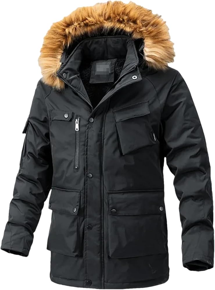 Parka d'hiver Longue pour Homme avec Capuche Amovible et Confortable