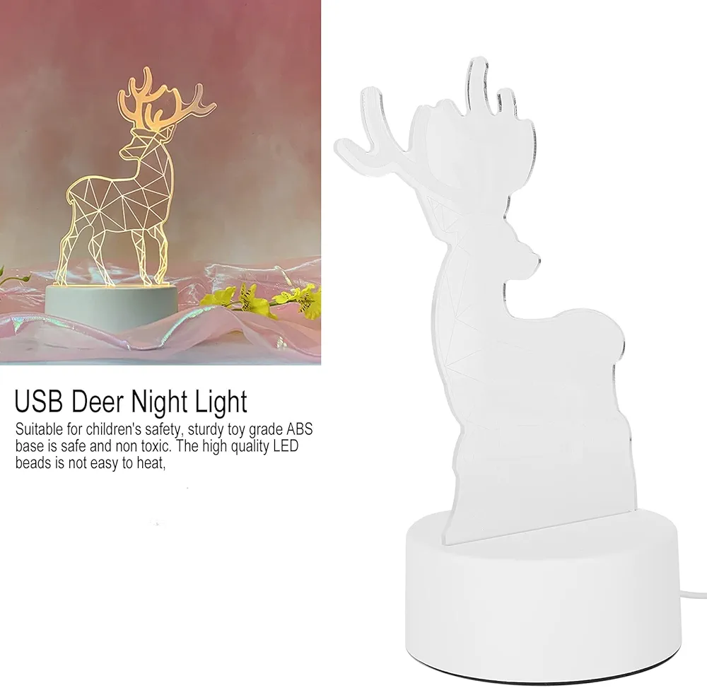 Veilleuse 3D En Forme Gazelle – LED – USB Power – Lampe Décoratif