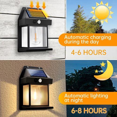 Lampe Murale Solaire Avec Détecteur De Mouvement – 3 Modes D’éclairage – Étanche – Style Chalet