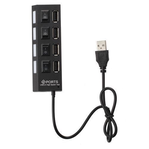 Hub USB - 4 Ports Avec Commutateur On-Off Noir