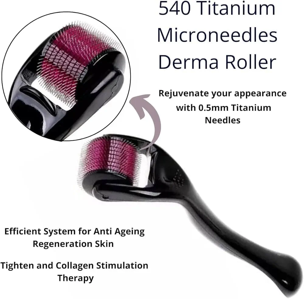 Derma Roller Pour La Croissance Des Cheveux 0,5 Mm Avec Aiguilles En Titane – Active Les Follicules Pileux Pour La Perte et L’épaisseur Des Cheveux – 