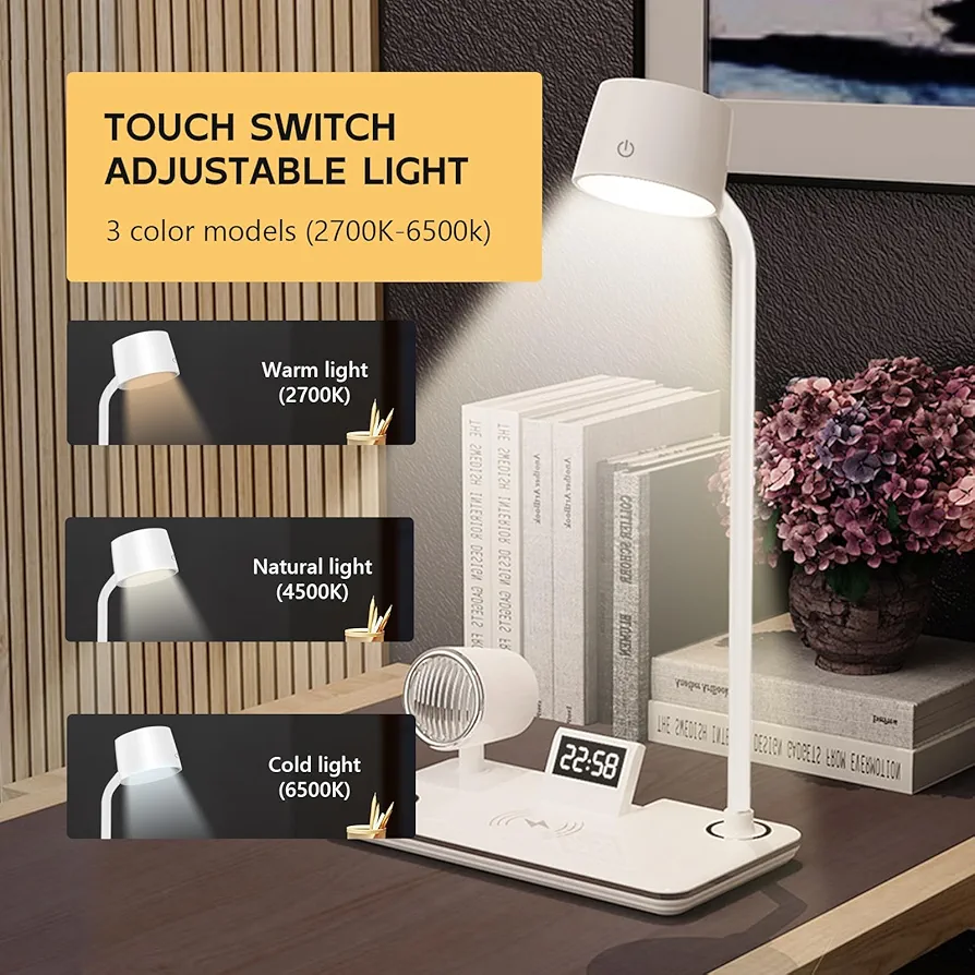 Lampes De Bureau LED - Chargeur Sans Fil - Bluetooth - Écran Tactile