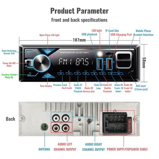 Poste Radio Voiture Lecteur MP3 avec Support pour Téléphone 