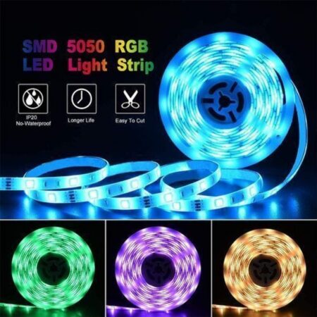 Kit Ruban LED RGB – Étanche – 16 Couleurs – 4 Modes – 5 Mètres – Télécommande