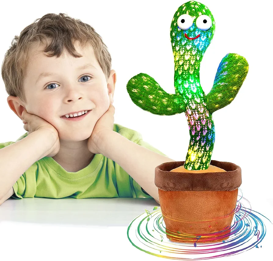 Jouet Cactus Parlant Dansant – Jouet Cactus Ensoleillé Parlant – Répétition De Chant – 120 Chansons Pour Enfants – 15 Secondes – Enregistrez Votre Voi