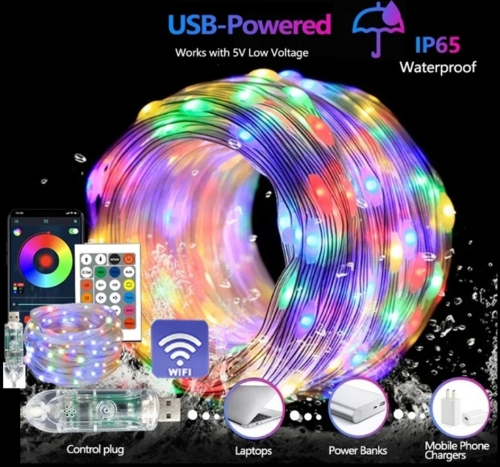 LED Guirlande lumineuse Bluetooth – USB – App Control RGB – 5 Mètres + Télécommande