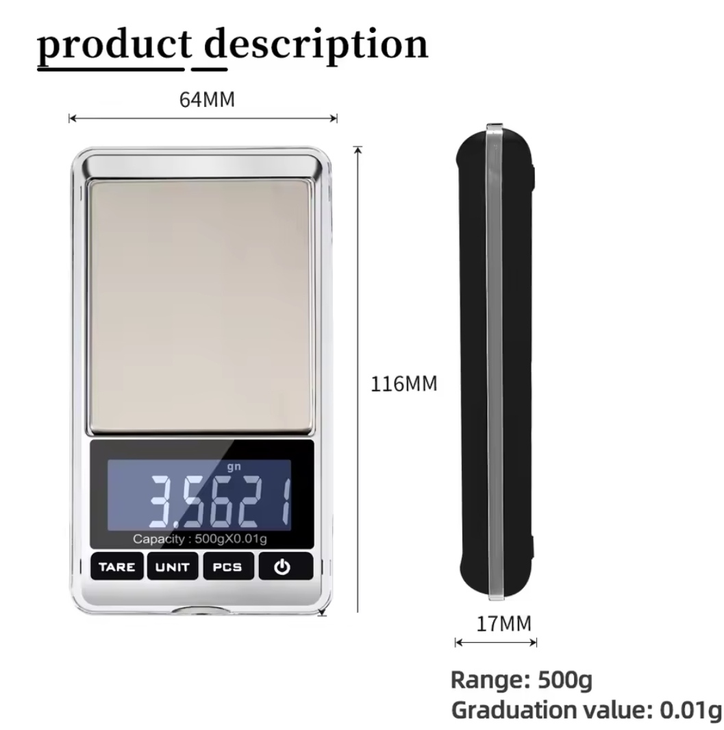 Balance De Poche Numérique Avec Écran LCD – Balance Numérique Pour Bijoux – Balance de Poids Diamant 500 g 0,01 g