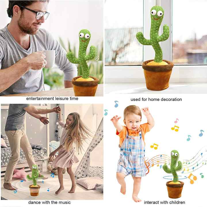 Jouet Cactus Parlant Dansant – Jouet Cactus Ensoleillé Parlant – Répétition De Chant – 120 Chansons Pour Enfants – 15 Secondes – Enregistrez Votre Voi