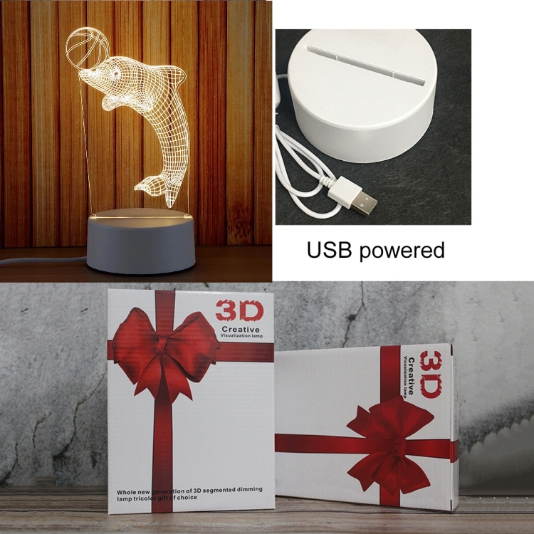 Veilleuse 3D En Forme Dauphin – LED – USB Power – Lampe Décoratif