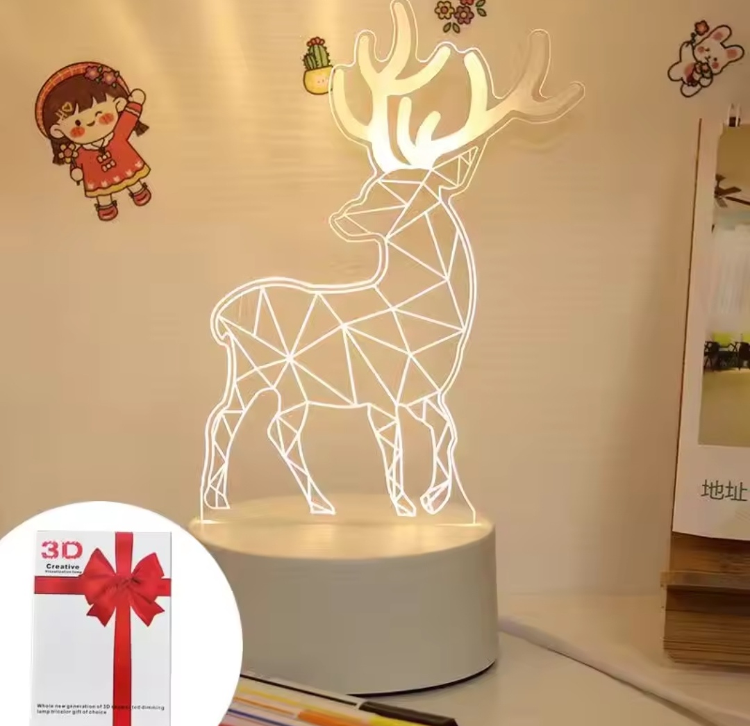 Veilleuse 3D En Forme Gazelle – LED – USB Power – Lampe Décoratif