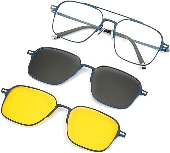 Lunettes de soleil polarisées magnétiques 3 en 1,protection UV rétro carrée