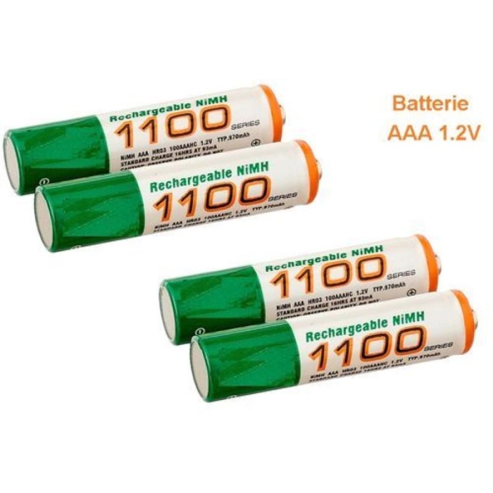 Lot De 4 Piles Rechargeables Ni-MH  - AAA 1,2 V - 1100 mAh