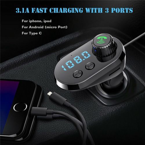 Chargeur De Voiture Multifonction – Bluetooth – Lecteur Mp3 – Transmetteur FM Avec 3 Ports