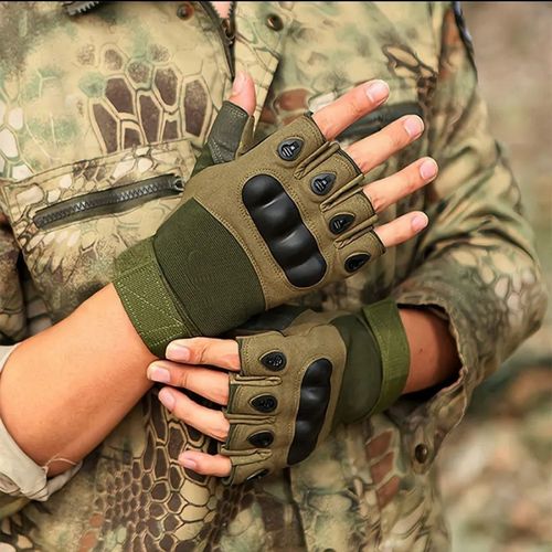 Gants Tactiques Demi-Doigt De Haute Qualité - Multifonctions - Vert 