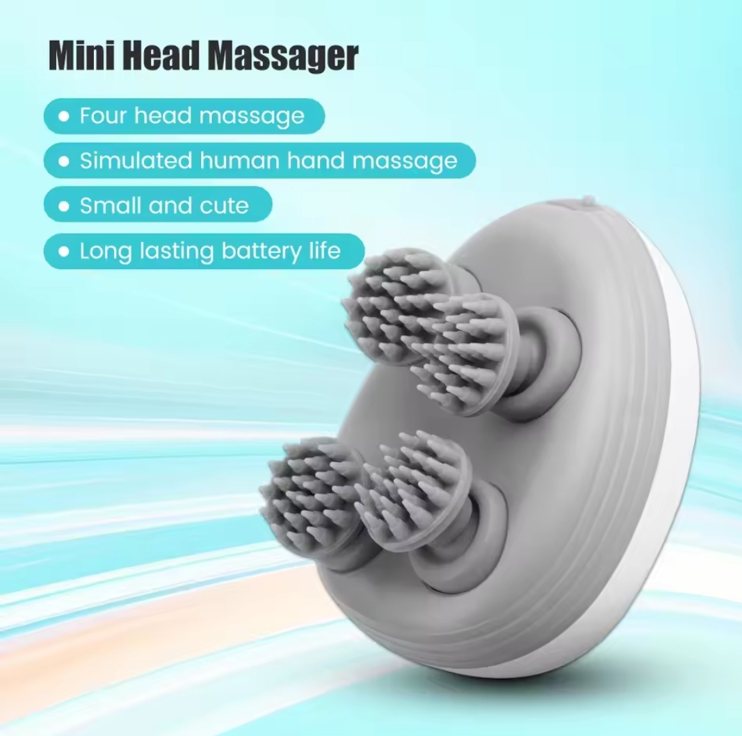 Masseur De Cuir Chevelu Sans Fil 3 en 1 Avec 96 Contacts en Silicone - 3 Modes de Pétrissage - Étanche IPX6 - Rechargeable - Blanc 