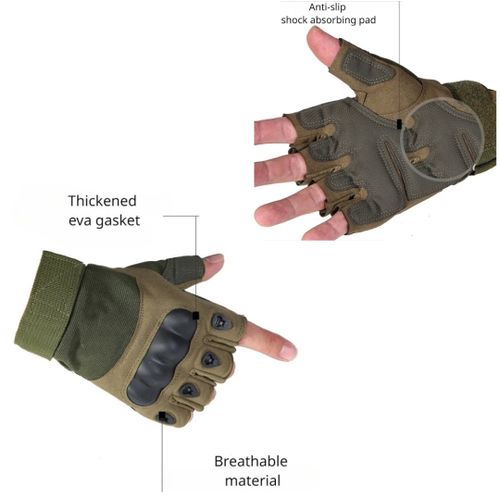 Gants Tactiques Demi-Doigt De Haute Qualité - Multifonctions - Vert 