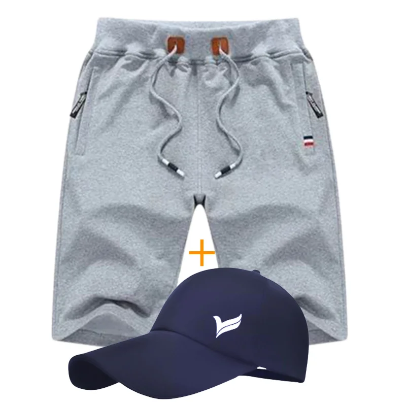 Pack Short Jogging Gris En Coton + Casquette Avec Logo Pour Homme