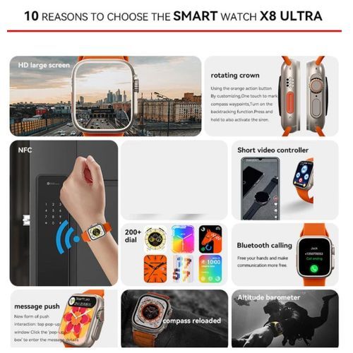 Smart Watch X8 Ultra Series 8 NFC Man Woman For Android IOS - Orange