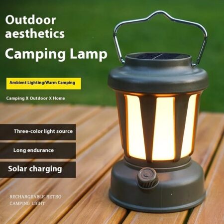 Lanterne De Camping Solaire Portable – LED – 3 Modes D’éclairage – Étanche – Rechargeable