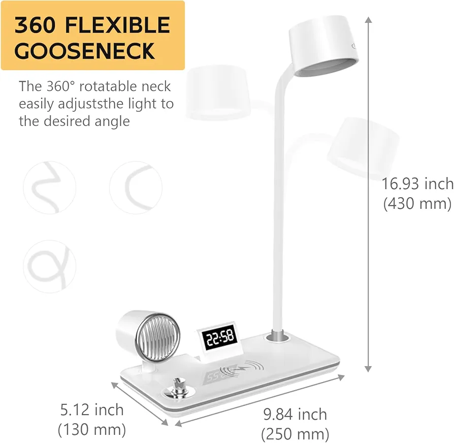 Lampes De Bureau LED - Chargeur Sans Fil - Bluetooth - Écran Tactile