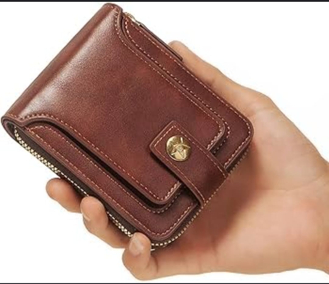 Portefeuille Classique en Cuir PU Pour Homme – Moraillon Court et Fermeture Éclair – Haute Qualité et Multi-Poche - Marron 